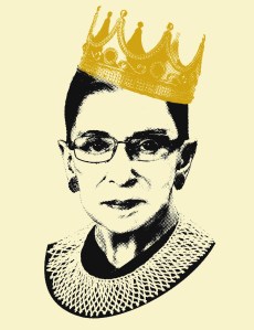 Ruth Bader Ginsburg wearing a golden crown